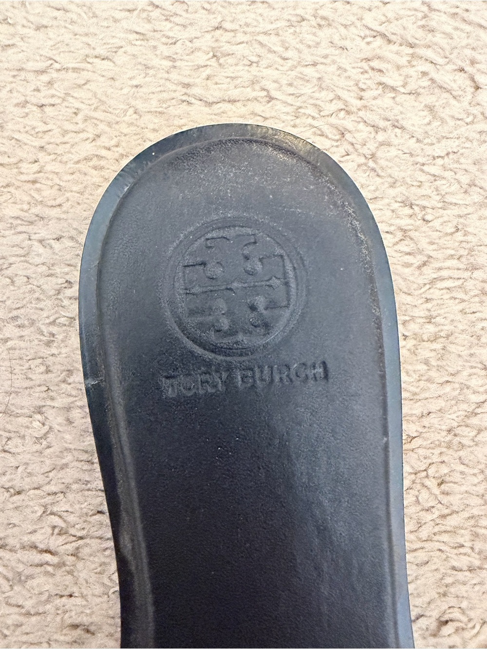 Tory Burch Miller Black Leather Ankle Strap Sandals Gold Logo Size 8.5 - Picture 3 of 4
